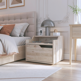 Sunvega Dark Brown Floating Nightstand with Versatile Dual-Shelf Display Design