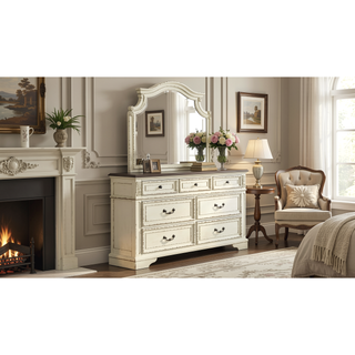Sunvega Antique Beige Traditional Style Mirror with Unique Shape for Elegant Spaces