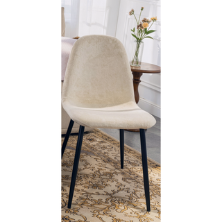 Sunvega Modern Velvet Upholstered Dining Chairs Set of 4 with Black Metal Legs