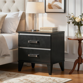 Sunvega Modern Nightstand with Two Spacious Drawers and Wooden Tapered Legs