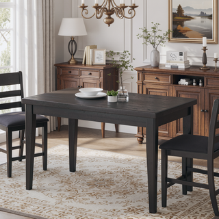 Sunvega Farmhouse Style Counter Height Dining Table with Rubberwood Frame and Wood-Like Top