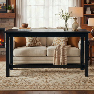 Sunvega White Counter Height Dining Set with USB Ports and Fabric Stools