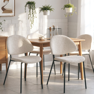 Sunvega Set of 4 Mid-Century Modern Upholstered Dining Chairs with Curved Backrest