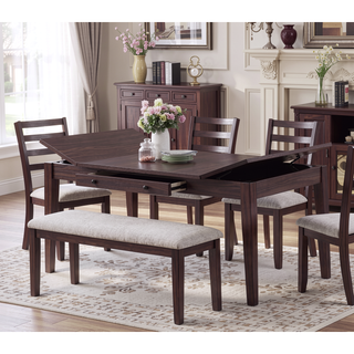 Sunvega Walnut Color Cushion Padded Seat Dining Room Bench in Contemporary Style
