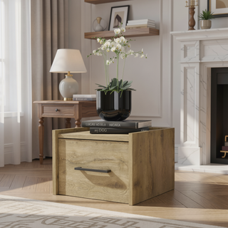 Sunvega Wall-Mounted Nightstand with Sleek Single Drawer and Spacious Top Shelf