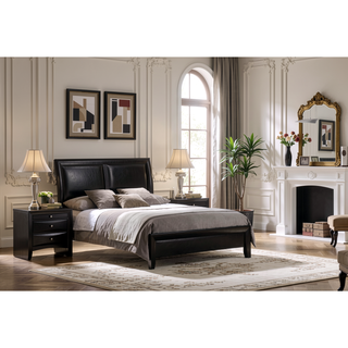 Sunvega Black 2-Drawer Nightstand with Tray for Bedroom Storage