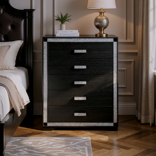 Sunvega White Nightstand with Integrated Speaker Cooler Insert and Glitter Detailing