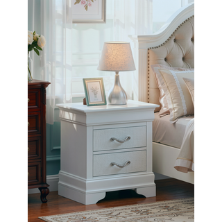 Sunvega Silver Champagne Nightstand with Two Spacious Drawers for Bedroom