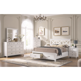 Sunvega White 3 Drawer Nightstand with USB Charging Port and Storage