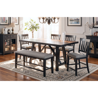 Sunvega Modern Farmhouse Counter Table With 18 Inch Leaf In Ebony And Honey