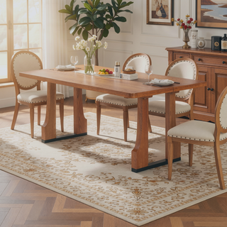 Sunvega 63 Inch Rectangular Dining Table with Farmhouse Pedestal Base