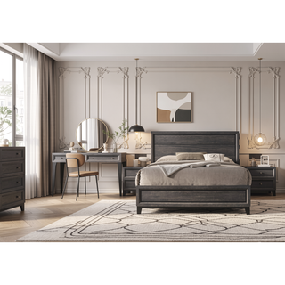 Sunvega Contemporary Gray Finish Wooden Dresser with Six Storage Drawers