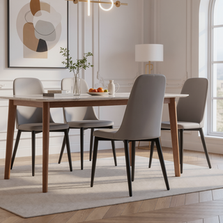 Sunvega Modern PU Leather Dining Chairs with Thick Soft Cushions and Black Metal Legs