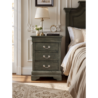 Sunvega Compact Traditional Gray Nightstand with Generous Drawer Space