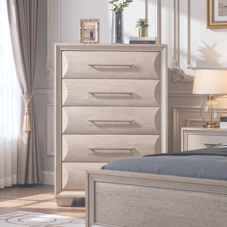 Sunvega White Oak Transitional Chest with Felt-Lined English Dovetail Drawers