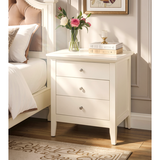 Sunvega Beige Finish Casual Nightstand with Open Shelf for Bedroom