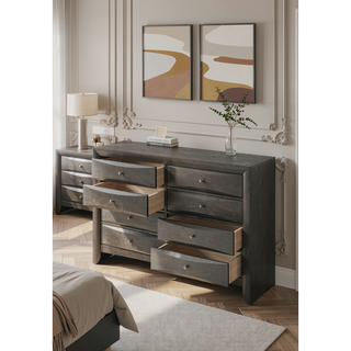 Sunvega Ireland Gray Oak Finish 8-Drawer Dresser with Smooth Glide Drawers