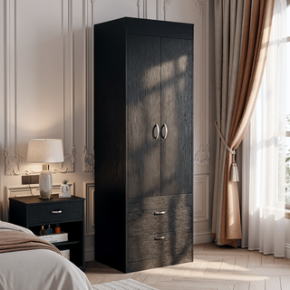 Sunvega White Finish Armoire Tarento with Two Drawers and Double Door Cabinet