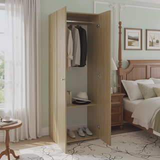 Sunvega 2-Door Black Armoire with Hanging Rod and Storage Shelf for Bedroom
