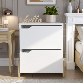 Sunvega Luss Nightstand with Two Spacious Drawers and Sleek Modern Design