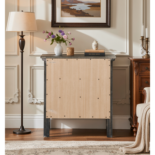Sunvega Contemporary Gray Nightstand with Three Drawers for Modern Living