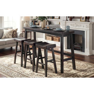 Sunvega 4-Piece Counter Height Dining Set with Table and 3 Stools in White and Coffee