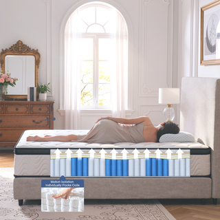 Sunvega 12 Inch Queen Size Hybrid Mattress with Zoned Pocket Springs and Gel Memory Foam