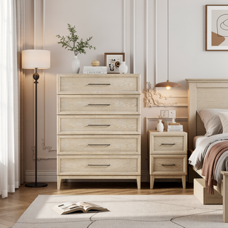 Sunvega Light Brown Finish Contemporary Style 2-Drawer Bedside Table with Ball Bearing Glides