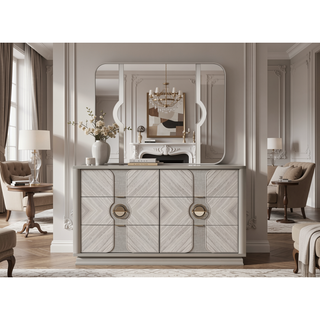 Sunvega Eternity Traditional Style 6-Drawer Dresser with Wood and Gold Accents