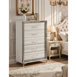 Sunvega Modern Sleek Design Chest with Polished Chrome Accents and Spacious Storage
