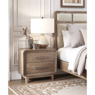 Sunvega Modern Nightstand with 2 Storage Drawers Natural Finish Wooden Bedroom Furniture