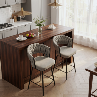 Sunvega 360° Swivel Bar Chairs Set of 2 with Soft Cushioned Backrest and Metal Legs