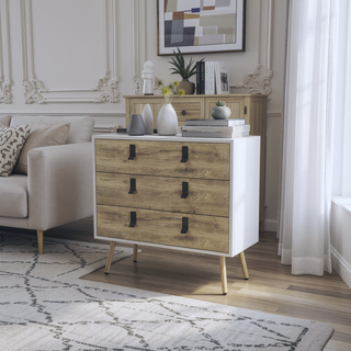 Sunvega Modern Chic 3-Drawer Dresser with Spacious Storage and Wooden Legs