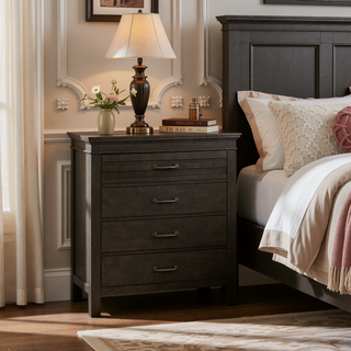 Sunvega White Finish Transitional Style Wooden Nightstand with 2 Dovetail Drawers