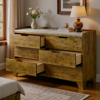 Sunvega Transitional Light Aspen Brown Nightstand with LED Light and USB Ports