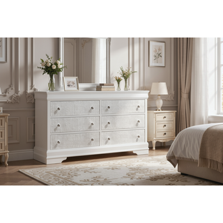 Sunvega Blaze Modern Style White Wood Dresser with Six Spacious Drawers