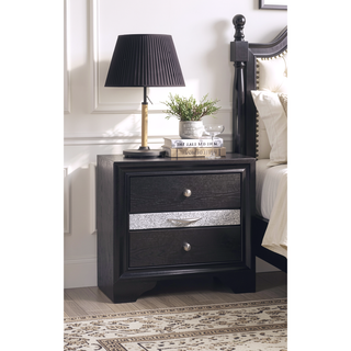Sunvega Modern Luxury Glam 1pc Nightstand End Table with Pullout Jeweler Tray