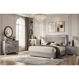 Sunvega Contemporary White Bedroom Chest with Chrome Legs and UV Finish