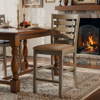 Sunvega Modern Farmhouse Solid Wood Ladderback Counter Height Chairs with Upholstered Cushion