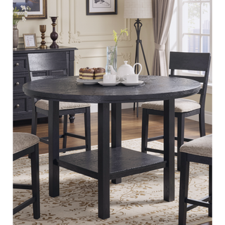 Sunvega Contemporary Charcoal Finish Counter Height Round Dining Table with Lazy Susan
