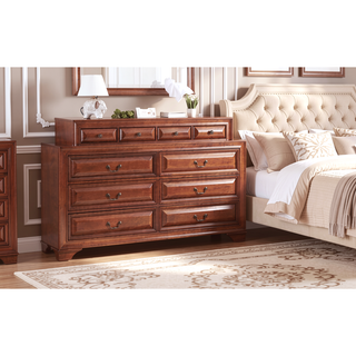 Sunvega Cappuccino Nightstand with Curved Drawer Fronts and Real Wood Veneers