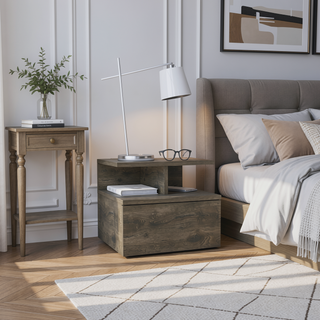 Sunvega Floating Nightstand with Large Drawer and Multiple Shelves for Storage or Decor