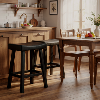 Sunvega 4-Piece Counter Height Dining Set with Table and 3 Stools in White and Coffee