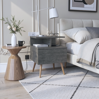 Sunvega Floating Nightstand with Large Drawer and Multiple Shelves for Storage or Decor