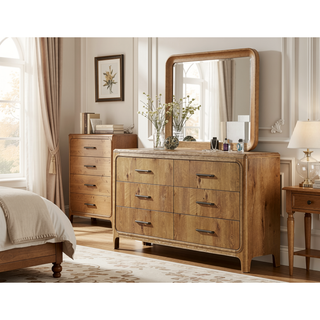 Sunvega Natural Wood Finish Contemporary Nightstand with Three Drawers and Metal Hand Pull
