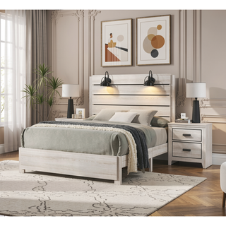 Sunvega Contemporary Brown Mix Finish Nightstand with Two Storage Drawers and Black Metal Pull
