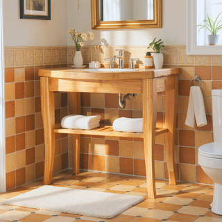 Sunvega Bamboo Shower Bench with Storage Shelf for Bathroom Spa and Outdoor Use