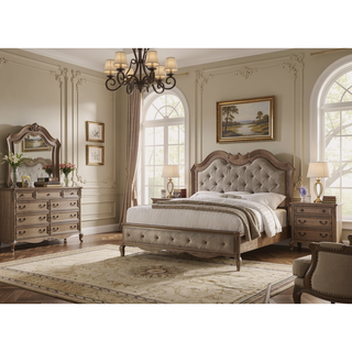 Sunvega Antique Taupe Nightstand with Three Spacious Felt-Lined Drawers