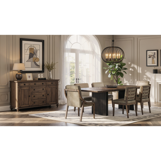 Sunvega Double Pedal Table in Latte Finish with Leaf and Elm Veneers
