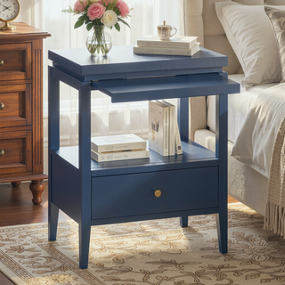 Sunvega Vintage Green 1-Drawer Nightstand with Spacious Shelf and Gold Pull